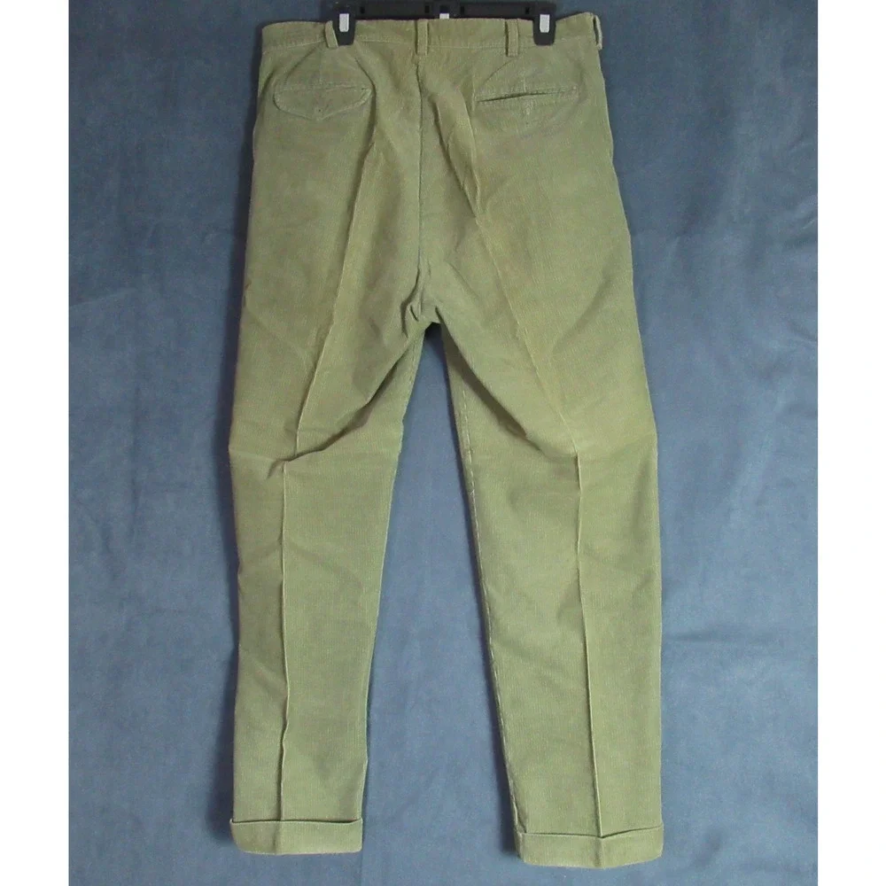 Vintage Polo Ralph Lauren Hammond Pant Corduroy Cuffed Green Men 38x32 Old Money